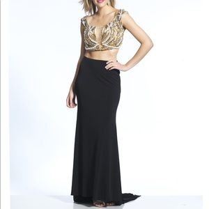 New Dave & Johnny 2 piece prom dress black